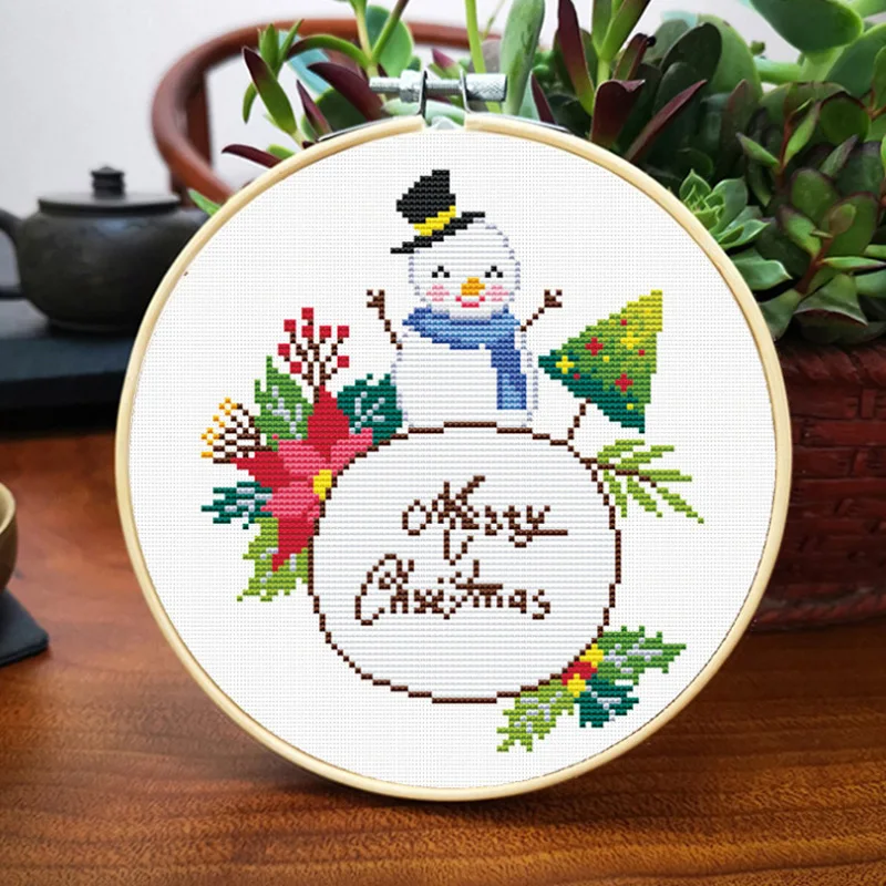 

Christmas DIY Counted Cross Stitch Kit Embroidery with Hoop Printed on canvas Handmade Needlework Sewing Art Craft Home Decor