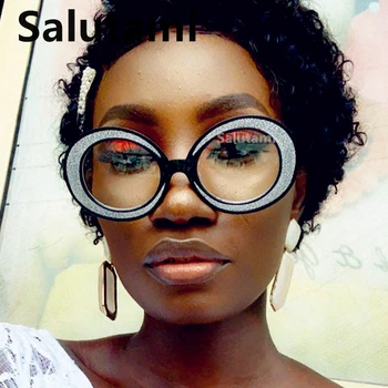 

Vintage Small Oval Round Crystal Frame Women Sunglasses 2020 Brand Circle Sun Glass Female Shining Cat Eye Shades Black Leopard