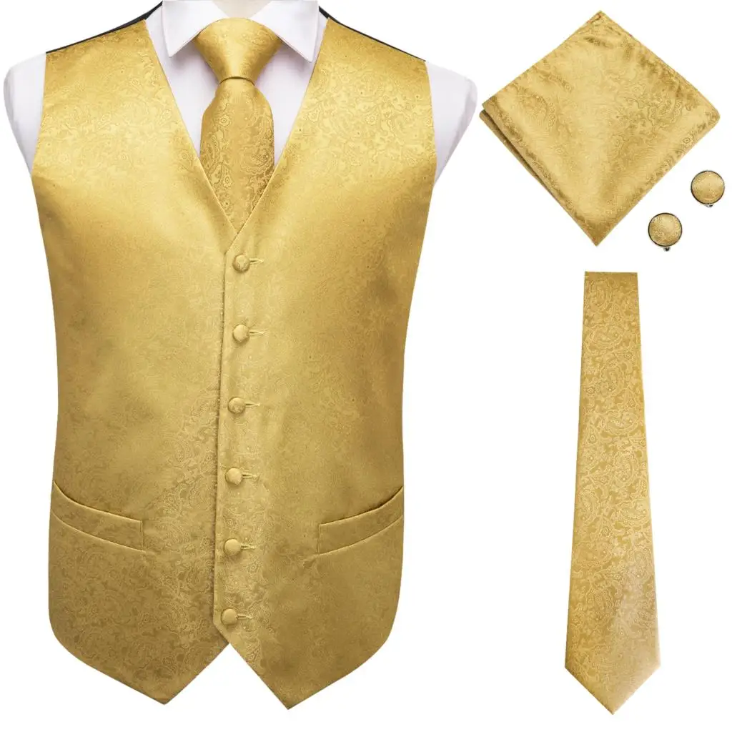 sport coat Brand New Mens Suit Dress Vests Necktie Hankerchief Cufflinks Set Silk Slim Fit Male Waistcoat Jacquard Waist Jacket Gilet Homme blazer suit Suits & Blazer