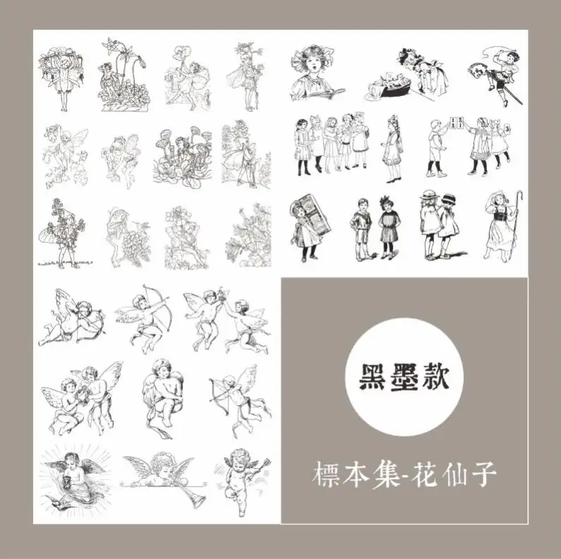 

6 sheets Sulfuric acid paper background paper retro angel/flower paraphrase/Fairy Decoration Sticker DIY Planner Scrapbooking