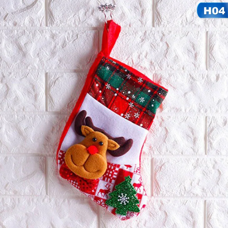 Christmas Stocking Mini Sock Santa Claus Candy Gift Bag Xmas Tree Hanging Decor - Цвет: 4