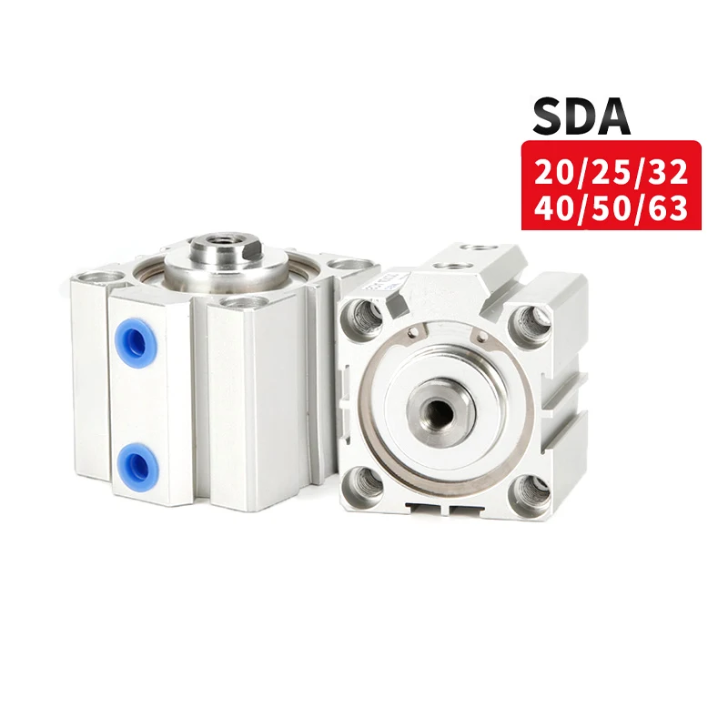 Cilindro Pneumático de ar Série Sda tipo Airtac Compacto 16 20 25 32 40 50 63 mm Diâmetro para 10 15 20 25 30 35 40 45 50 mm Curso