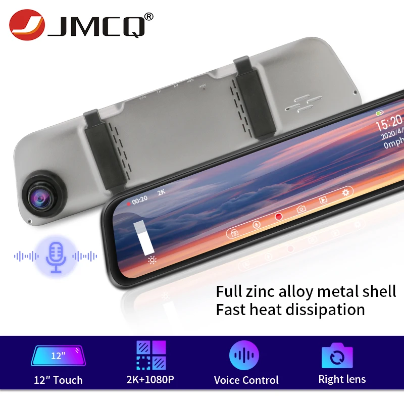 JMCQ 12 &quotАвтомобильный видеорегистратор с сенсорным экраном stream media 2K Ultra HD Dash