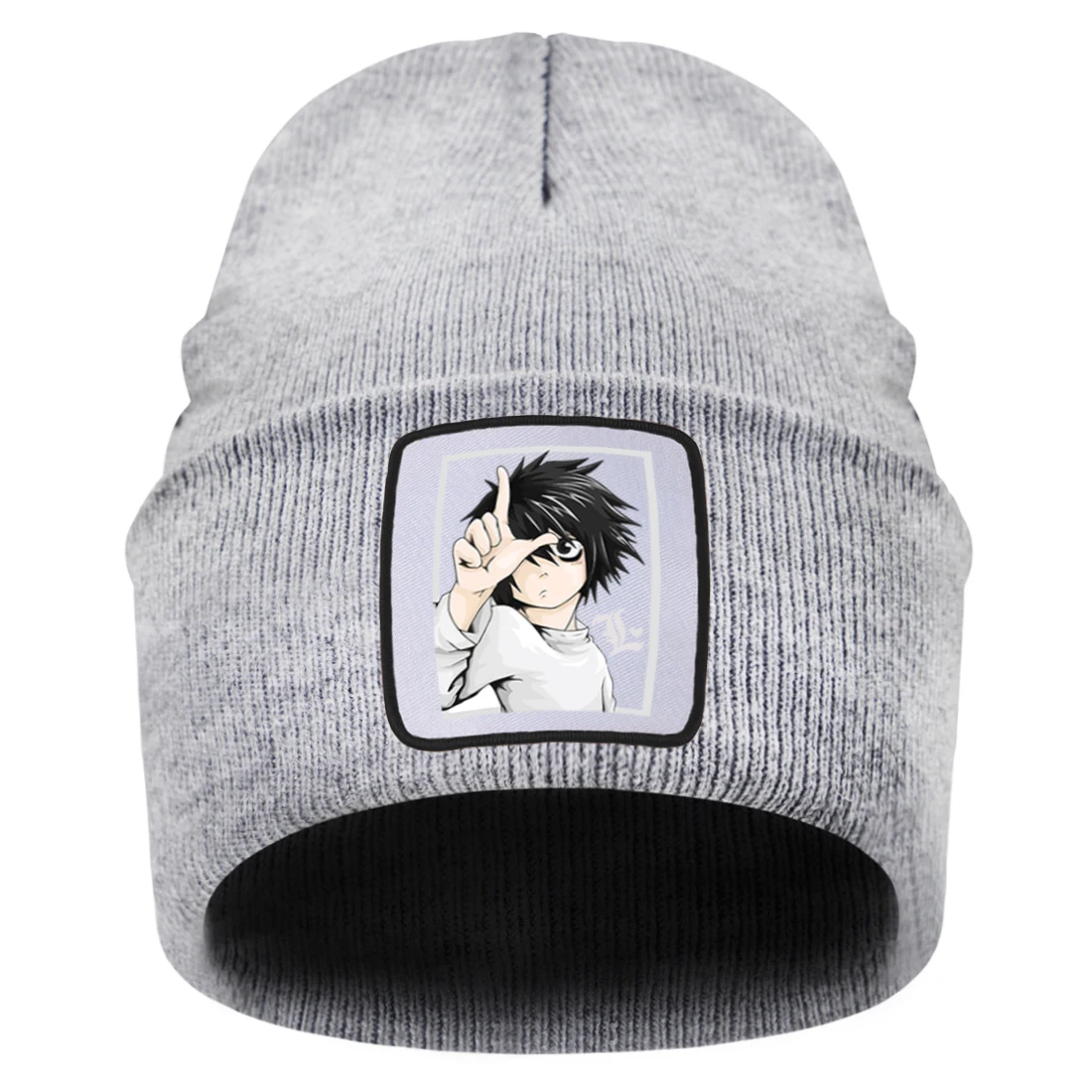 

Japan Anime Death Note Print Beanies Women Solid Color Knitted Hat Men Street Outdoor Cap Knit Skiing Hats Soft Warm Winter Caps
