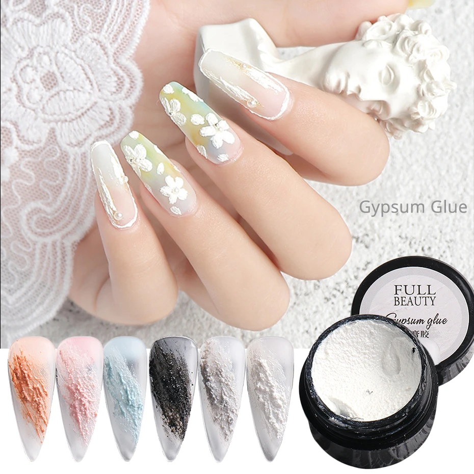 3dジプサムジェルネイルポリッシュホワイトサンドエフェクトdiyカービングレリーフペインティングすべてマニキュアネイルアート用スティッキーネイル デザインなしle15 ネイルジェル Aliexpress