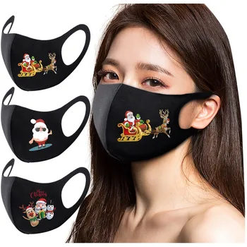 

3pc Combination Christmas Facemask Keep Warm Outdoor Mouth Cover Reusable Protective Masks Washable cotton Earloop Mascarillas