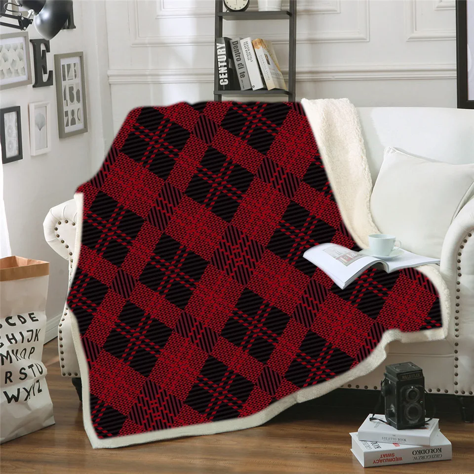 9 Plaid Flannel Blanket for Adults Kids Luxury Designer Blanket Classic Plaid Double-layer Thick Warm Blanket for Home Decorations - Цвет: 9