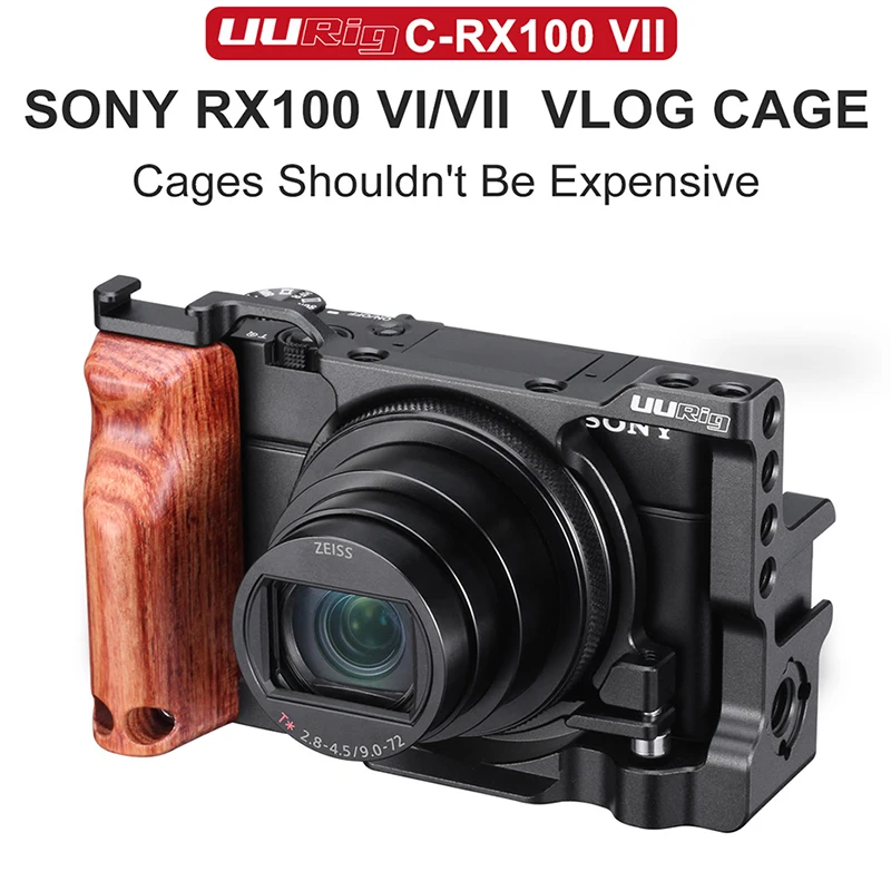 Чехол UURig Vlog для камеры Sony RX100 VI/VII M6/M7 с деревянной ручкой и двойным креплением