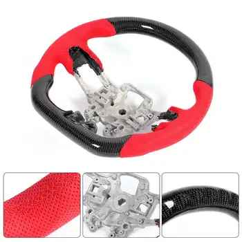 

Carbon Fiber Steering Wheel Nappa Preforated Leather W/ Red Stitching Fit for Ford Mustang EcoBoost GT Shelby GT350/GT350R 18-20