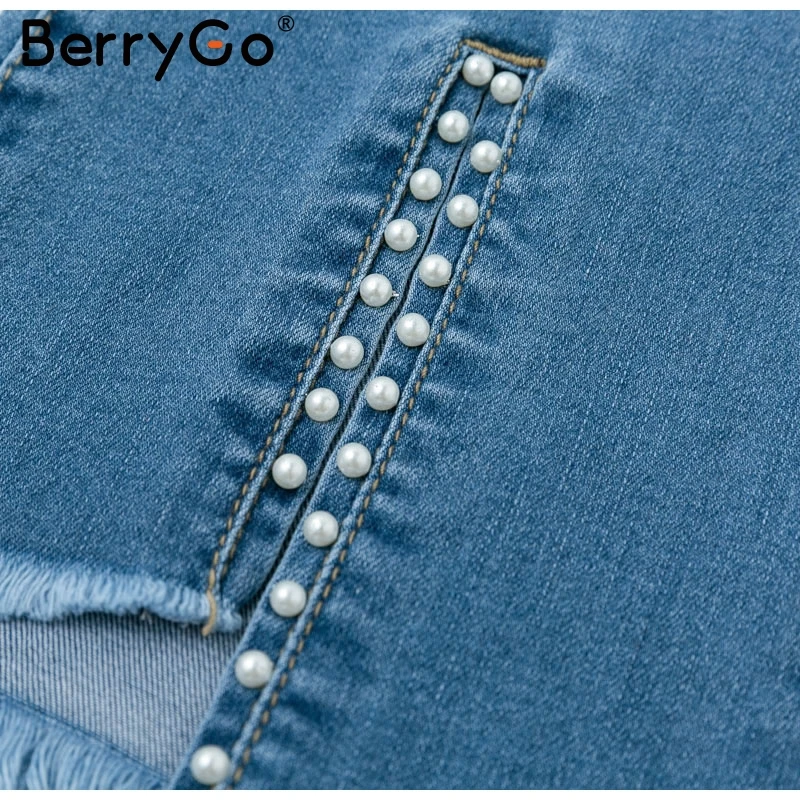 BerryGo, пуш-ап, женские джинсы размера плюс, средняя талия, с вышивкой, расклешенные, джинсовые штаны, пуговицы, карманы, раздельные, для офиса, женские брюки