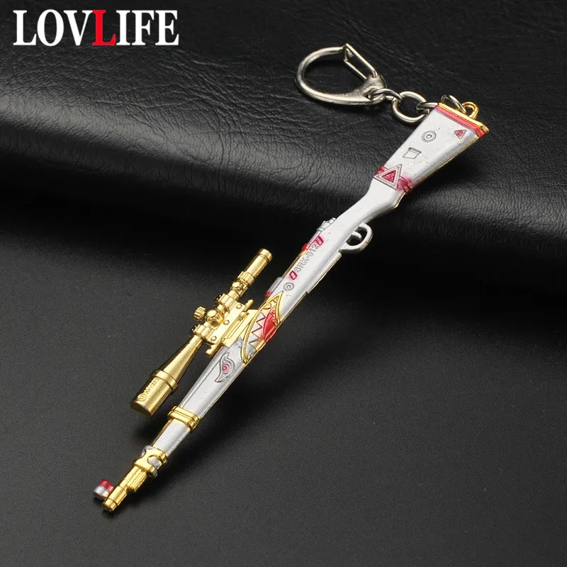 

Metal Key Chain PUBG 3D Weapon Models Keychains 98K Rifle Key Rings Pendants Men Car Key Holder Trinket Game Player Gun Toy Gift
