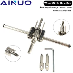 Scie cloche circulaire à mèche réglable, 30 160mm, Type d'avion, mèches pour trous de bois, coupe scie sans fil, outils pour le travail du bois 
