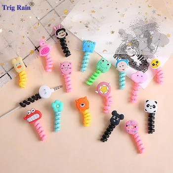 

Cable protector Cartoon Spiral Data Line Silicone Bobbin winder Protective For iphone Samsung Android USB Charging earphone Case
