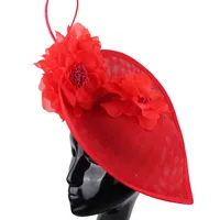 Ladies Fascinators Millinery Hat Party Wedding Sinamay Hat Wide Brim Fedora Kentucky Derby Headpiece Church Hair Accessories 5