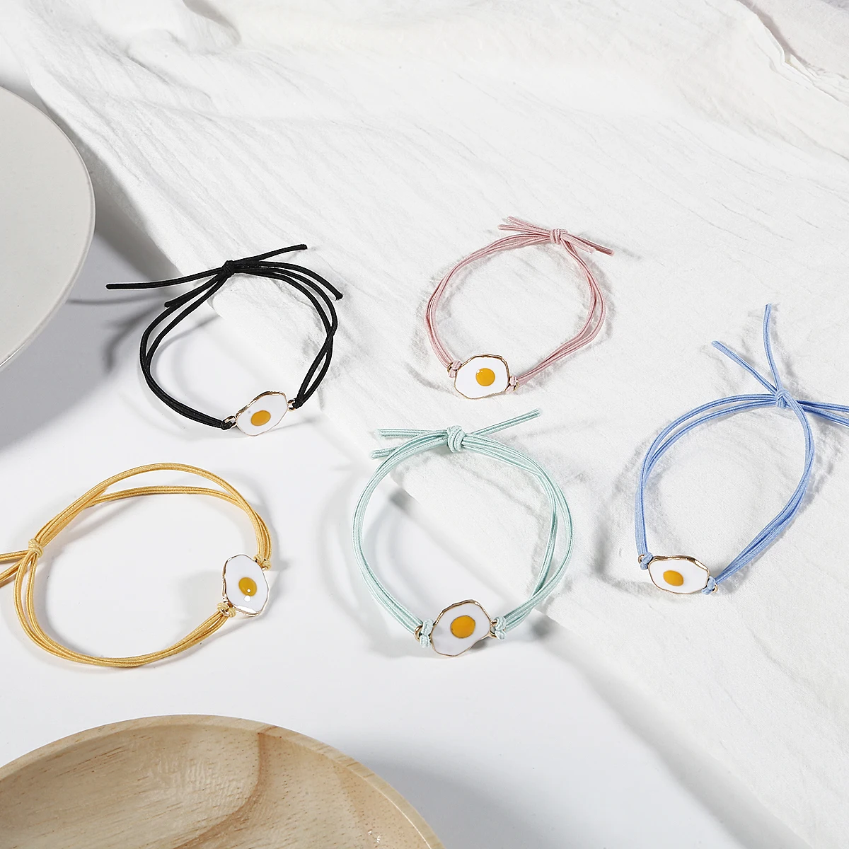 

2019 New Fashion Colorful Head rope Alloy Poached egg Rubber Bands Hair Tool Styling Hair Accessories For Girls Gift