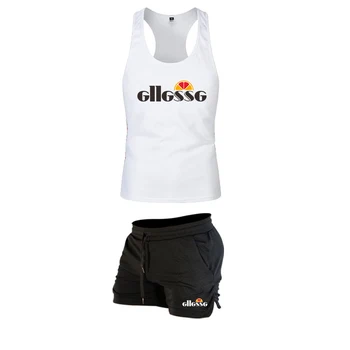 

New Sports Tank top Men's Suits Short Sleeve Tank top 2Pcs/Set Shirts Running Tops+Men Casual Shorts Suit For Soccer Play Run