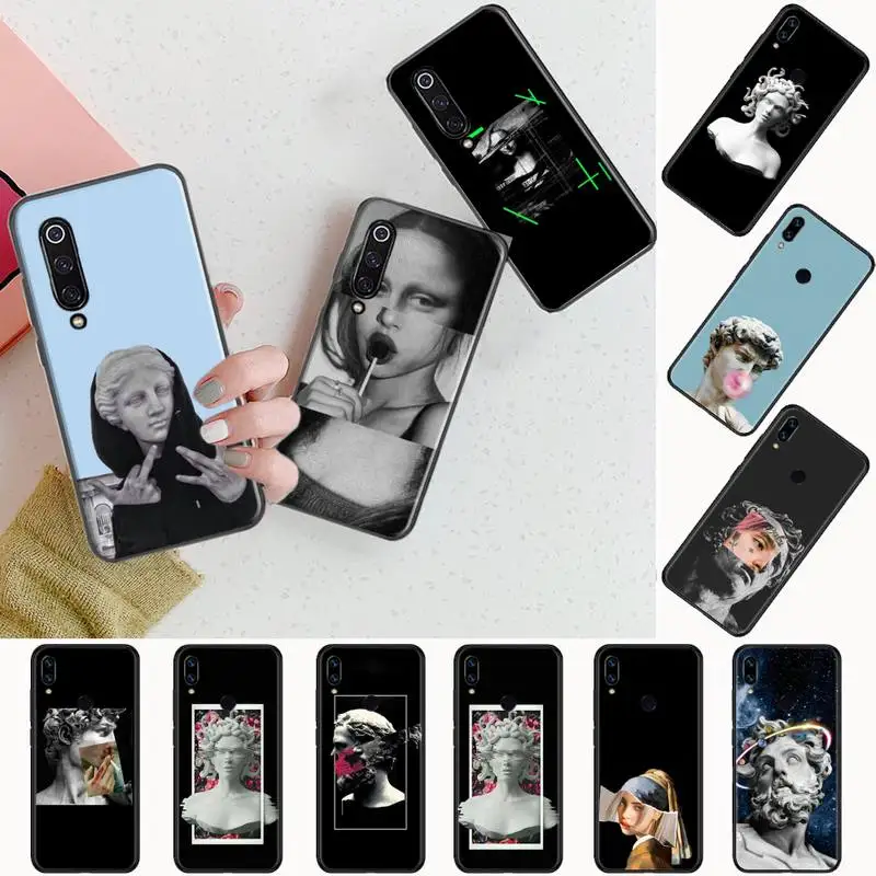 

David Abstract Art Mona Lisa Black TPU Soft Phone Case For Xiaomi Redmi Note 4 4x 5 6 7 8 pro S2 PLUS 6A PRO