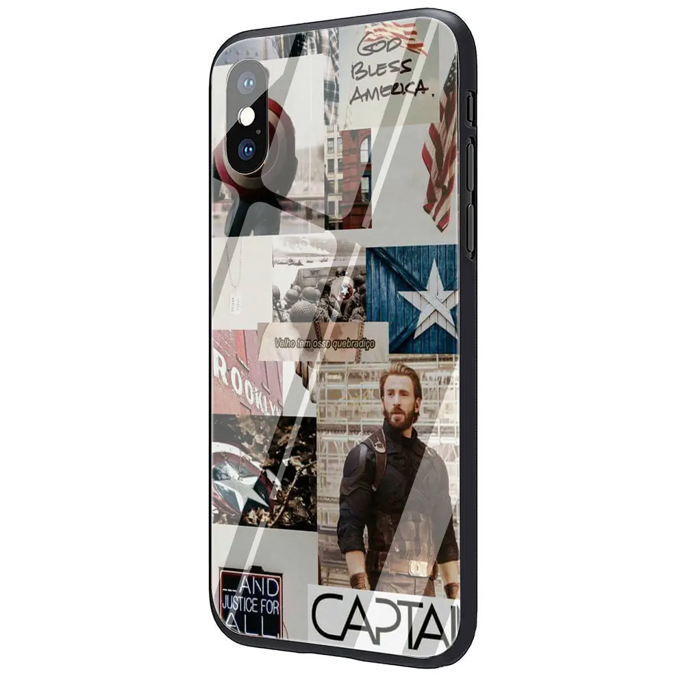 MARVEL обои из закаленного стекла ТПУ Черный чехол для iPhone 11 Pro X или 10 8 7 6S Plus Xr Xs Max - Цвет: G12