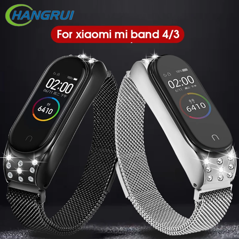 Mi Band 4 ремешок mi lanese металлический сменный для браслетов Xiaomi 3 Магнитный