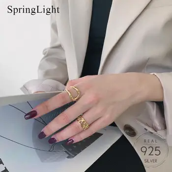 

Springlight Simple Wide Cutout Opening Ring Real 925 Sterling Silver Creative Handmade Designer Fine Jewelry Rings for Women