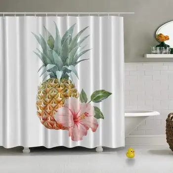 

Watercolor Picture Pine Pink Hibiscus Flower Various Shower Curtain for Bath Tub,72''L x 72''W