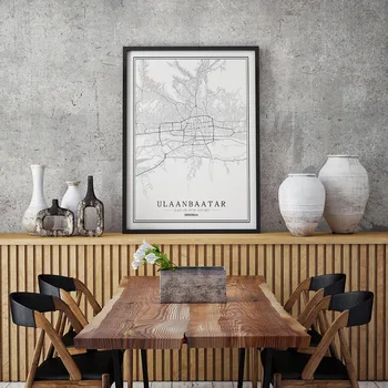 

Mongolia Black and White City Map Poster Nordic Living Room Ulaanbaatar Wall Art Home Decor Canvas Painting Creative gift