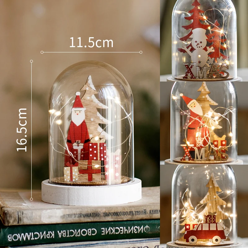 Рождественский подарок, Снежный шар, Ночной светильник, украшение, стеклянная крышка, светильник, олень, рождественская елка, счастливый год - Цвет: B