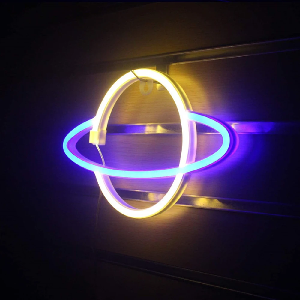 LED Neon Sign Lamp Universe Panel Wall Light Battery Powered  Hanging Wall Light For Home Party Room Bar Lighting Decoration b