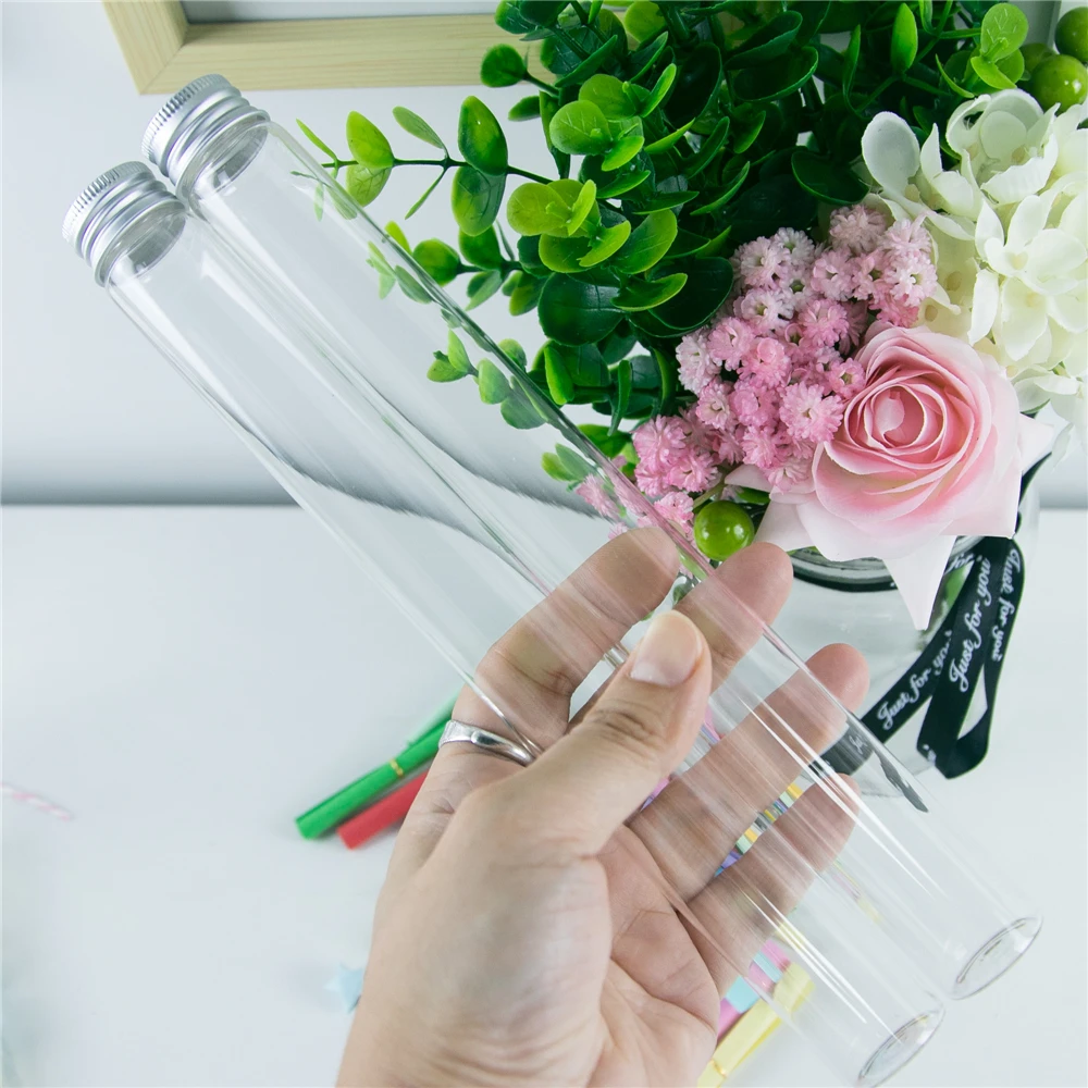 25x230mm Empty Glass Bottles With Screw Aluminum Cap Long Glass glycyrrhiza sweets Honey bottle Vials Stand 90ml Vase Jars 24pcs 3