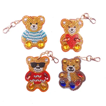 

Jewelry set diamond painting DIY bear key chaindouble-sided stickers diamond cross stitch epoxy material