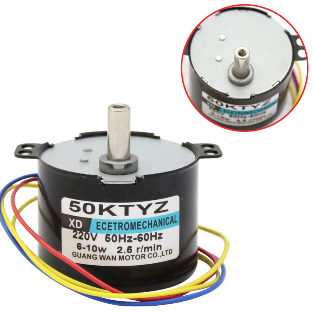 

10W 50KTYZ 220V 2.5rpm Synchronous Motor 10W Permanent Magnet Motor Home Electric Work Ecetromechanical Tools Supplies