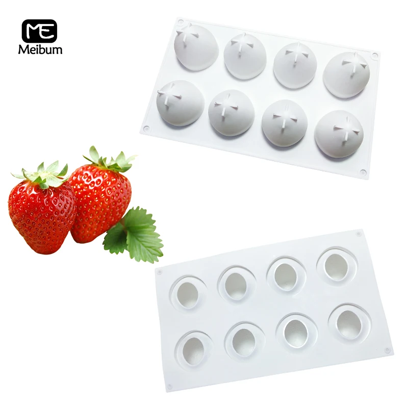 8 Cavity Strawberry Shape Silicone Mold DIY Muffin Fruit Cake Mould Mousse Dessert Pastry Decoration Modle Baking Tools | Дом и сад