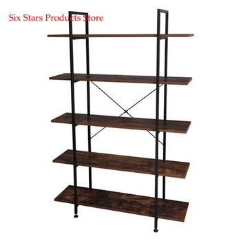 

3/4/5 Tier Cabinet Home Decoracao Industrial Bookcase and Book Shelves Vintage Wood and Metal Bookshelves Libreria Retro Brown