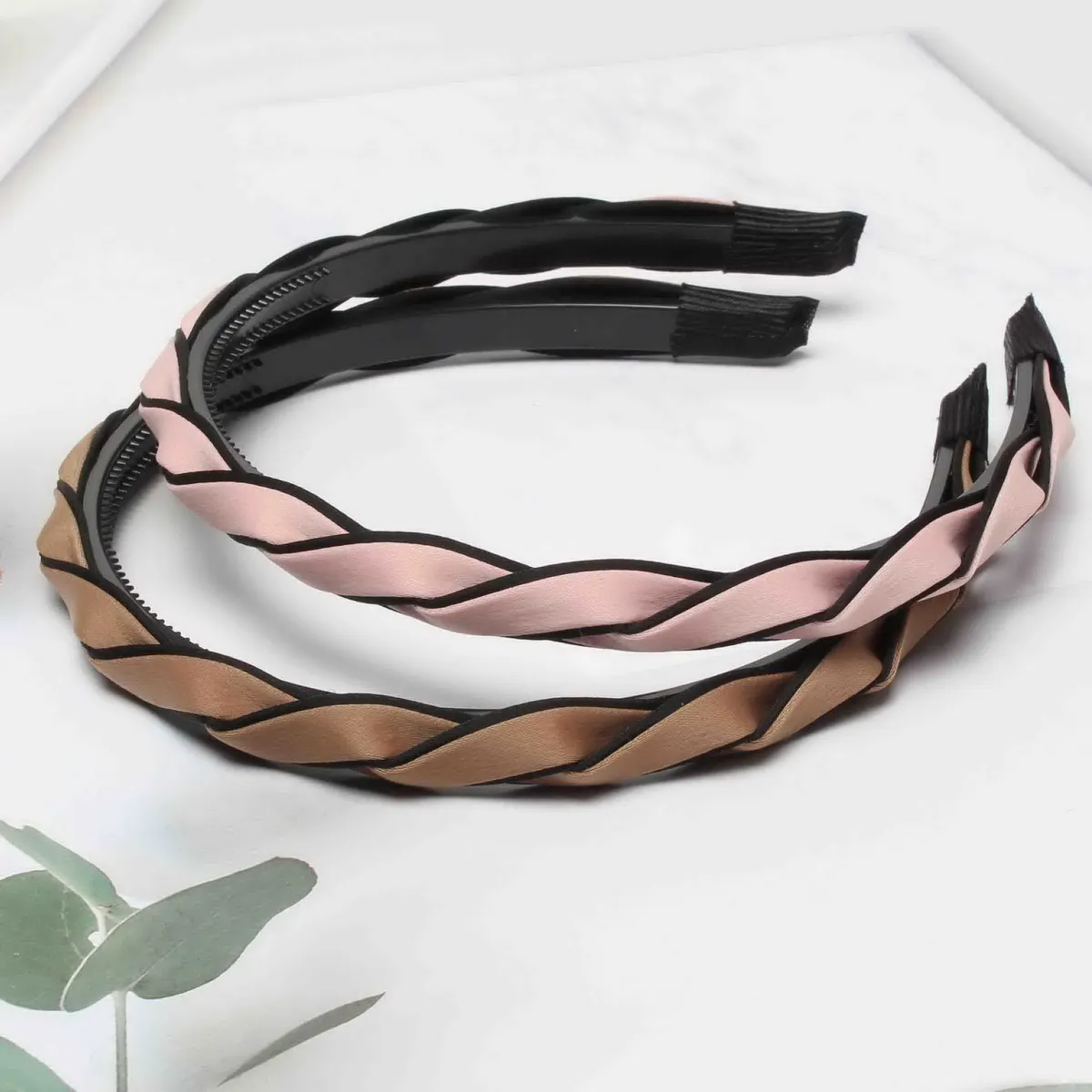 

Обруч для волос с зубцами Женский, плетеный ободок, двухцветный, цвет черный