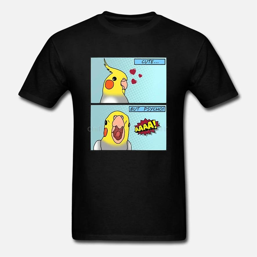 Men Short sleeve tshirt cute but psycho birb comic Birb Memes T Shirt Women t-shirt | Мужская одежда