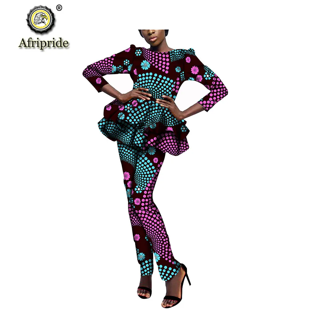 Женский комплект из 2 предметов, Африканский принт, AFRIPRIDE, Дашики, Базен riche, Анкара, принт, индивидуальный, чистый хлопок, повседневный костюм, S1826014