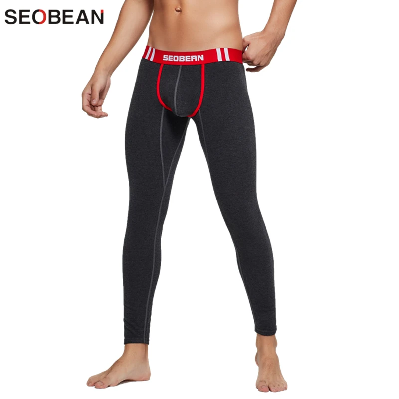 SEOBEAN Mens Thermal Underwear For Men Winter Long Johns Plus Velvet Warm Pants Slim Fit Long Johns Male Leggings