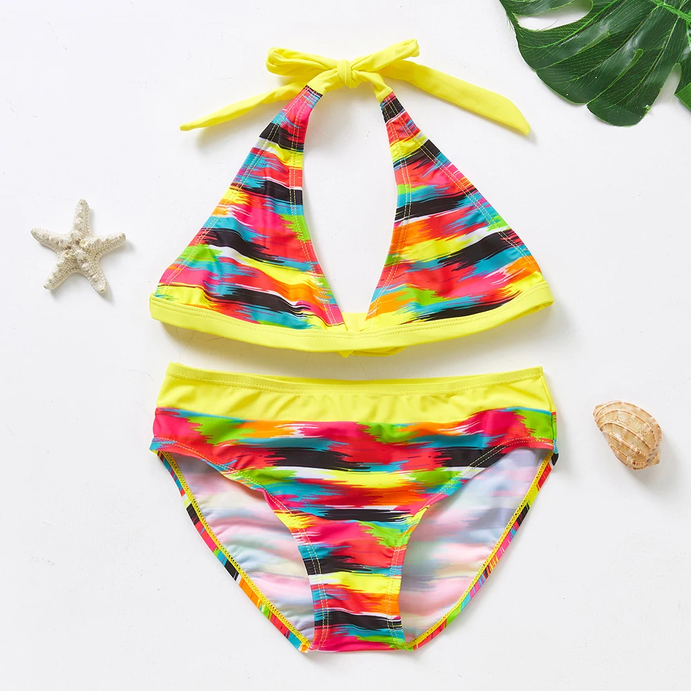 Girls swimsuit 5~16Y Girls Swimsuit Two pieces Girls swimwear Ruffle style Kids Bikini set Teenager Swimming suit for Kid girls-ST271MIX