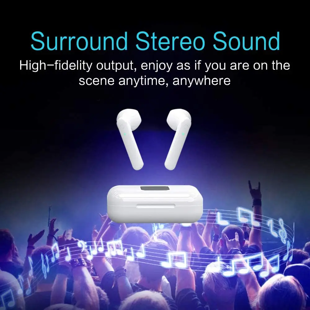 TWS Wireless Headphones Bluetooth 5 1 Earphones LED Display with Microphone Sports Waterproof Touch Control Headsets Stero Sound