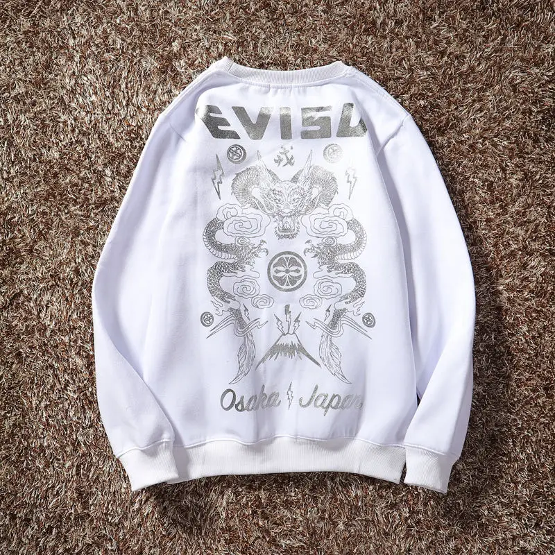 Аутентичный Evisu зимний мужской Повседневный свитер теплый дышащий модный хлопок плюс бархат с длинным рукавом женская одежда для влюбленных - Цвет: 120