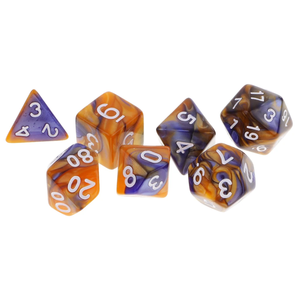 7 Pcs Polyhedral Dice Set D20 D12 D10 D8 D6 D4 for DND RPG Board Game Party Fun Playing Game Dices