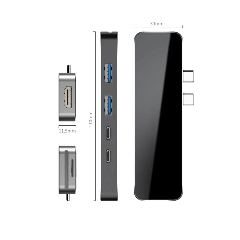 Usb-хаб C концентратор для Мульти USB 3,0 HDMI адаптер зеркальная поверхность разветвитель для MacBook Pro док-станция Thunderbolt 3 концентратор Двойной Концентратор USB Type C