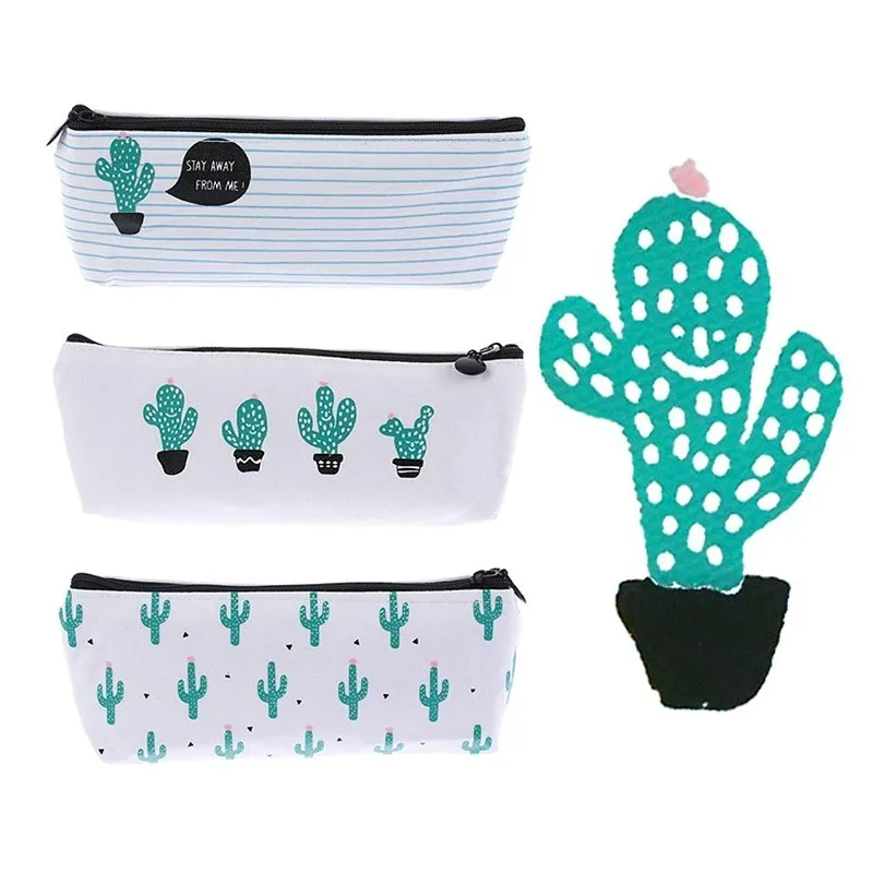 

1pcs Kawaii Barbary Fig Pencil Case Green Leaf Gift School Pencil Box Pencilcase Pencil Bag School Supplies Stationery