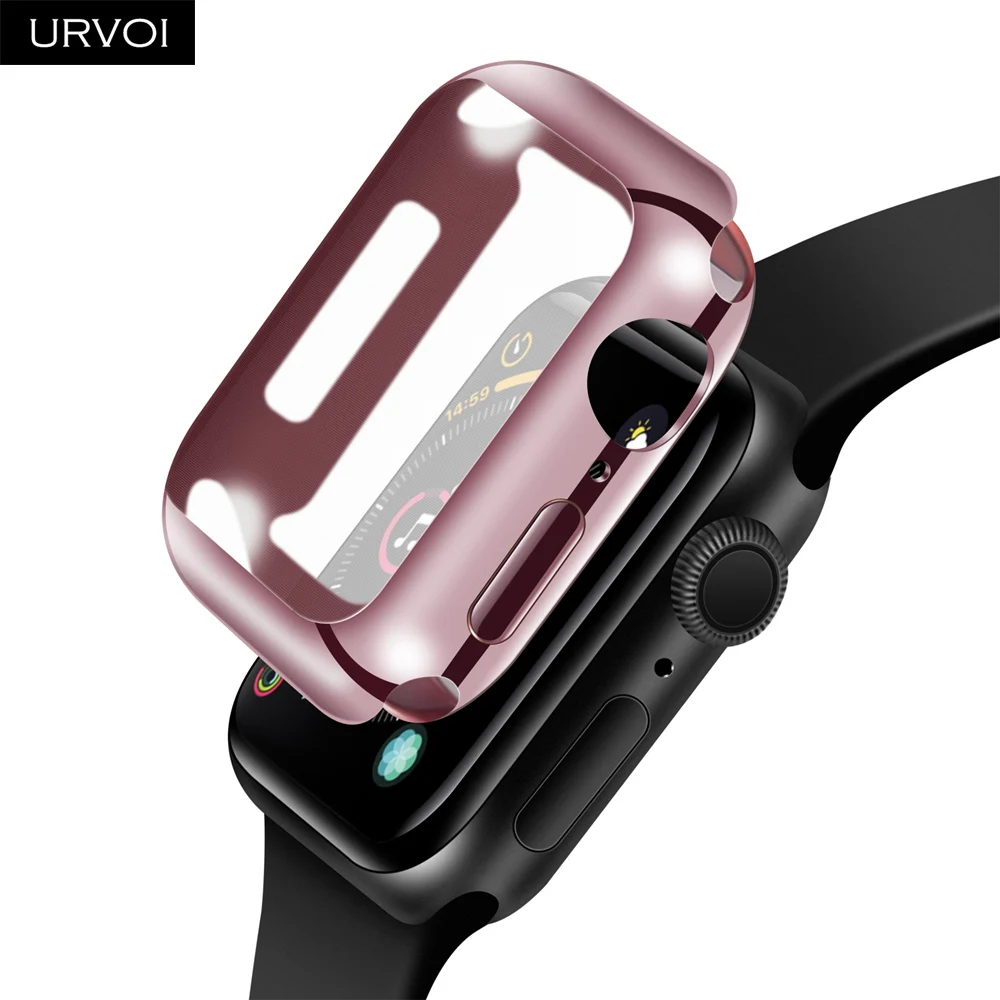 Чехол URVOI из ТПУ для Apple Watch series 54 с гальваническим покрытием бампер мягкая рамка Защитная крышка для iWatch с защитой экрана