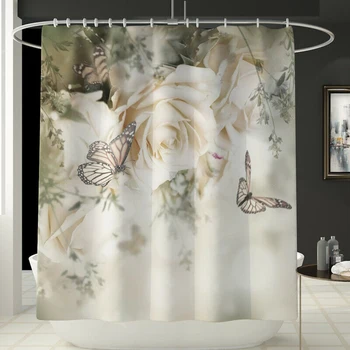 

Decoration Toilet Set Rug Lid Cover Shower Curtain Bath Foot Pad Non Slip