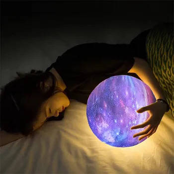 

16 Color 3D Printing Painted Moon Light Touch Remote Control LED Night Light Home Decoration Creative Romantic Gift Galaxy Lamp