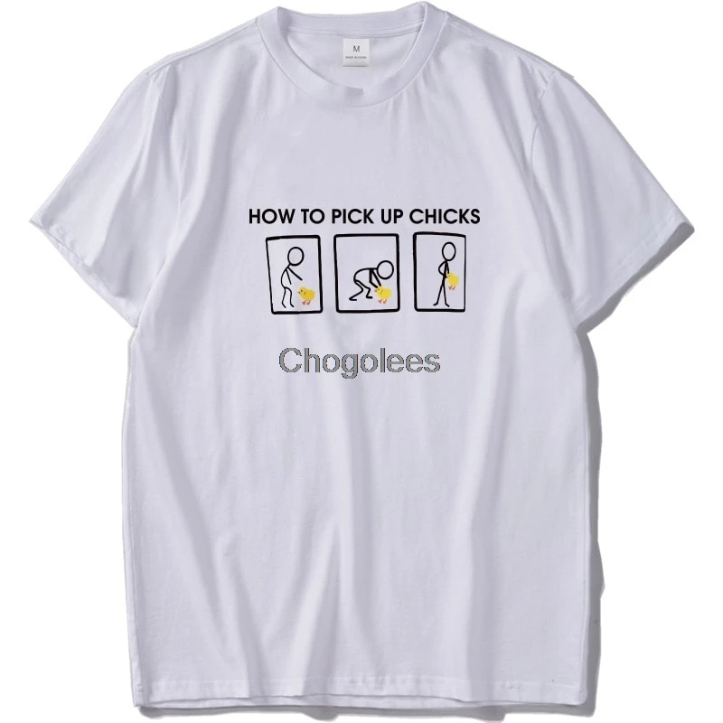 How To Pick Up Chicks Summer Men Short Sleeve Shirt High Quality Cotton Breathable Soft T-shirt Funny T | Мужская одежда