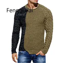^#Cheap FENGGUILAI 2019 New Autumn Winter Men's Fashion Round Neck Color Matching Long Sleeve Wild Pullover Slim Patchwork Sweater ^#Cheap FENGGUILAI 2019 New Autumn Winter Men's Fashion Round Neck Color Matching Long Sleeve Wild Pullover Slim Patchwork Sweater