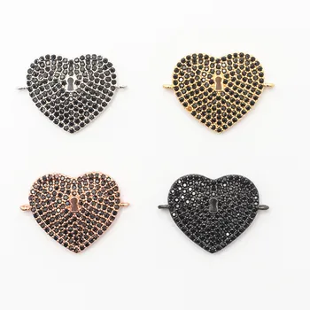 

0.67*0.92in Heart Copper Miniature Inlaid Jewelry Bracelet Connector Crystal Jewelry Necklace Making Micro Pave CZ Connector
