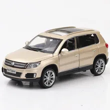 Литая 1:32 Volkswagen Tiguan, модель автомобиля из цинкового сплава, звук и светильник для детей, игрушки для детей, литье под давлением, игрушечный автомобиль